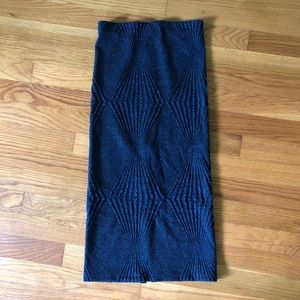 ZARA Metallic Navy Blue Midi Pencil Skirt